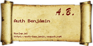 Auth Benjámin névjegykártya